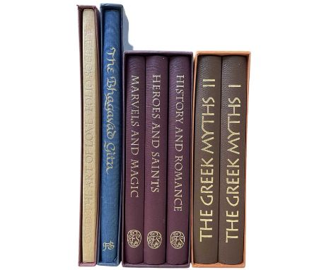 FOLIO SOCIETY: 4 titles: THE GREEK MYTHS, Vols 1 & 2, held within slipcase; BRITISH MYTHS AND LEGENDS - MARVELS AND MAGIC / H