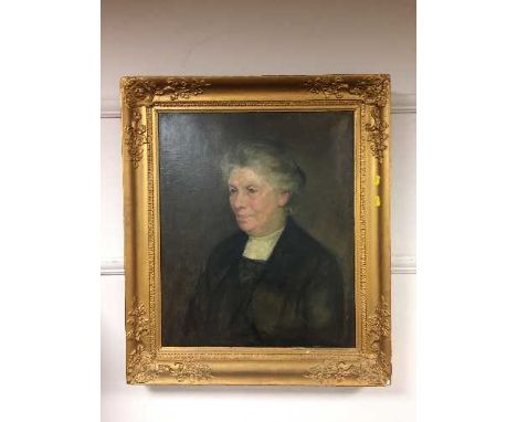 Nineteenth century school : portrait of an elderly woman, oil on canvas, framed.
