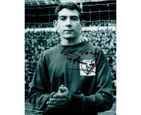 Pat Jennings signed 10x8 black and white photo pictured during his playing days with Tottenham Hotspur. Good condition. All a