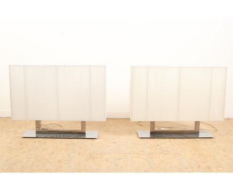 Stel verchroomde tafellampen met handgemaakte lampenkap van zijden draad, Manuel E Vanessa Vivian, voor AXO Light, 47 x 50 x 