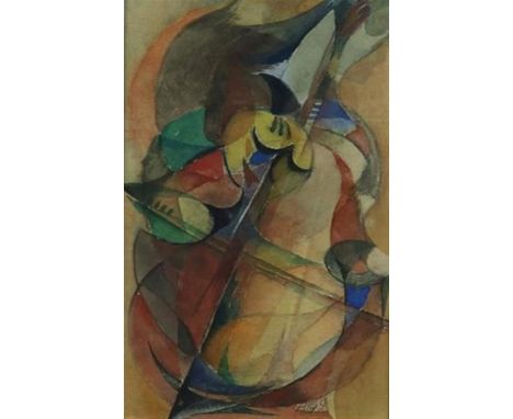 Pieter Defesche (1921-1998)Cello speler, rechtsonder gesigneerd en gedateerd '49,aquarel op papier, 26 x 17 cm.