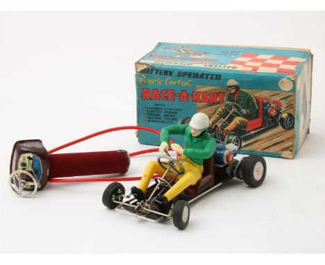 Henri Mathieu (1876-)Zeldzame grote speelgoedskelter, Marx Race-A-Kart, met bestuurder, Japan 1958-62. De bestuurder is van k