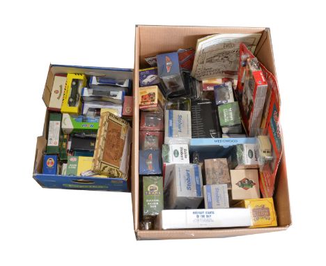 Modern die-cast models and vehicles, including examples by Atlas; modern Dinky; and Lledo; Eddie Stobart trucks; buses; cars 