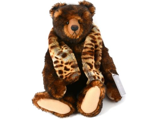 The Cotswold Bear Co, Nicholas bear 1/1 edition, jointed limbs, with leopard print scarf, with tag, 44cm.