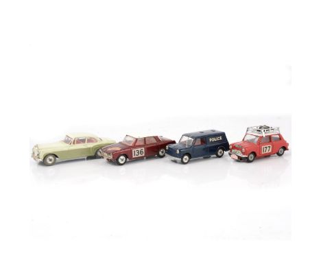 Corgi Toys, four loose models including no.322 Rover 2000, Rallye Monte Carlo, 136 side number; no.339 Morris Mini-Cooper Ral