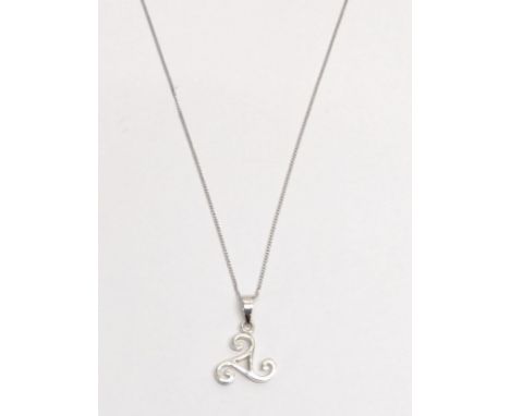 A silver Celtic pendant on a silver chain