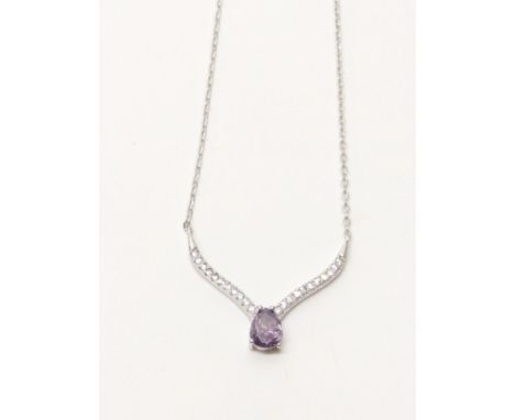 Silver &amp; amethyst cz necklace