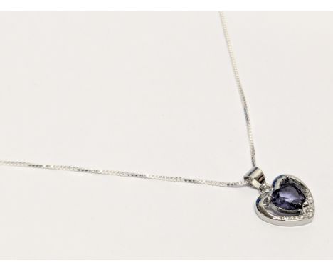 Sterling silver, purple garnet necklace &amp; pendant