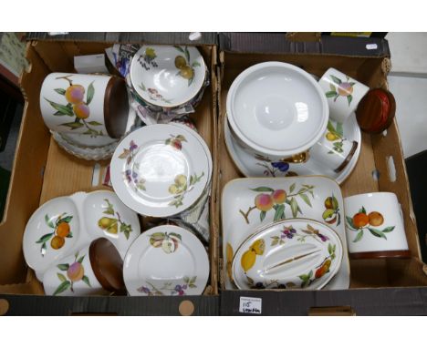 Royal Worcester Evesham Patterned Oven to Table ware including Storage Jars, Lidded Tureen, plates etc (2 trays) 