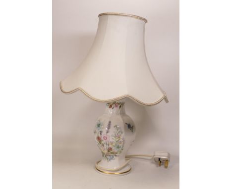 Aynsley Floral Decorated Lamp Base &amp; Shade, height with shade 44cm 