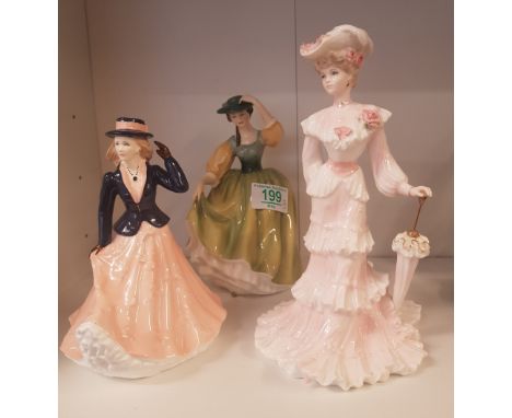 Coalport/Compton and Woodhouse lady figure Lady Alice, Royal Worcester Amelia figure and Royal Doulton Buttercup Hn2309 (3)