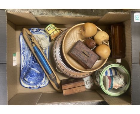 A mixed collection of items to include Royal Doulton Series ware, Spode Italian Pattern , Turned Wooden Fruit etc 