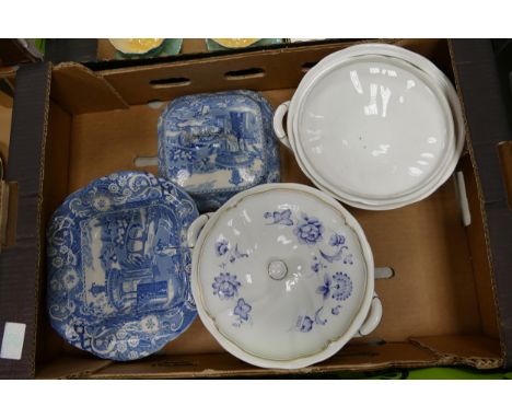 A mixed collection of items to include  Midwinter Blue &amp; White tureen, Wedgwood Ashbury patterned tureen x2 