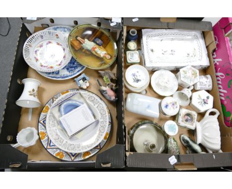 A mixed collection of items to include Royal Worcester Pin Dishes , Wedgwood Jasperware, Decorative Wall Plates, lidded boxes