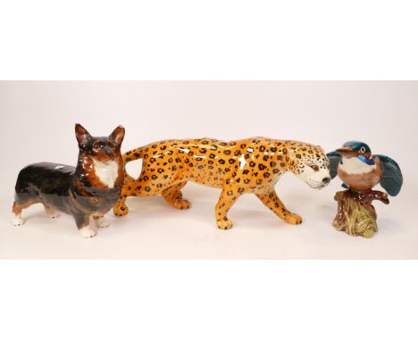 Beswick Leopard ( chip to ear) together with Corgi ( damaged ear) and Kingfisher 2371 (3) 