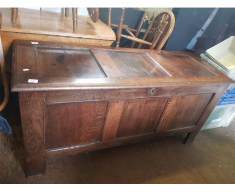 19th Century 3 Panel Oak Coffer, length 150cm, height 71cm &amp; depth 54cm 