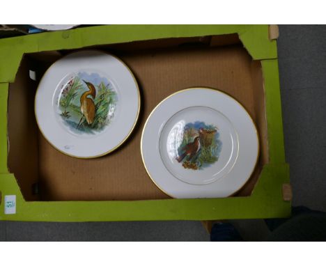 A collection of Coalport Cabinet plates decorated with birds from the engravings of F &amp; R Pratt &amp; Co , each diameter 