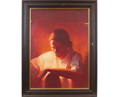 * HUGH GILLIAN, PORTRAIT OF A YOUNG MAN oil on canvas, signed with initials74.5cm x 54cm Framed