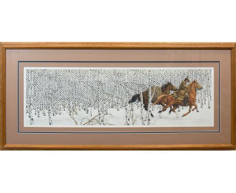 * BEV DOOLITTLE, SACRED GROUND lithograph, signed in pencil 30m x 100cm Mounted, framed and under glass