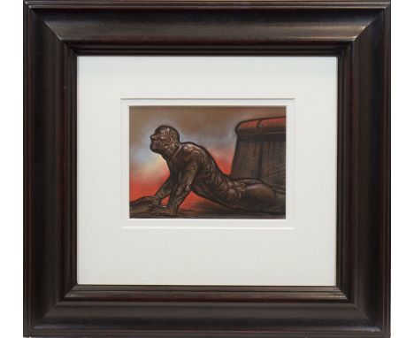 * PETER HOWSON OBE,THE THIRD STEPpastel on paper, signed20cm x 27.5cmMounted, framed and under glass