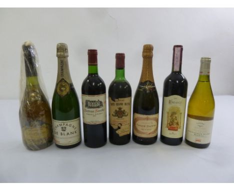 A quantity of Champagne and wine to include Autreau vintage 1982, Champagne de Blank, Chateau Bauduc 1992, Chateau Tour Grand