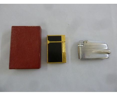 S.T. Dupont gold plated and enamel cigarette lighter and a Ronson Variflame silver plated cigarette lighter