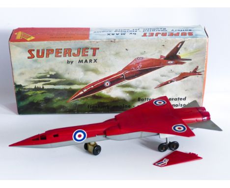 This is a vintage&nbsp;SUPERJET&nbsp;made in&nbsp;ENGLAND&nbsp;by&nbsp;MARX&nbsp;in the 1960's. Toy is in good played with co