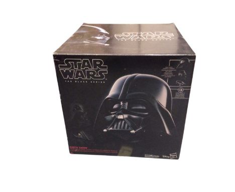 Hasbro The Black Series Helmets Darth Vader &amp; Boda Fett, both boxed, plus one other loose Darth Vader Helmet (3)