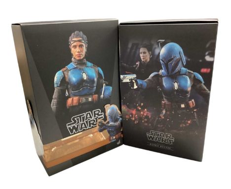 Star Wars Hot Toys 1/6th Scale action figure 'The Mandalorian' Princess Leia, boxed, MMS298. and Koska Reeves, boxed, TMS069