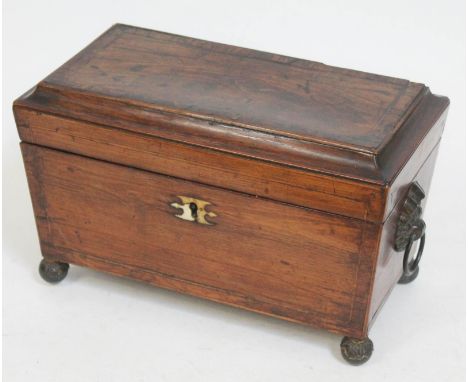 A Regency mahogany tea caddy, length 33cm.  
