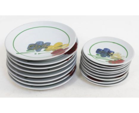 Janice Tchalenko "Poppy" for Dartington Pottery, a group of seventeen plates, diam. 19cm &amp; 26.5cm.  