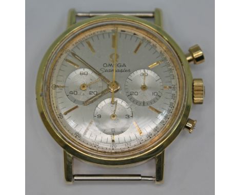 A 1966  gold plated Omega Seamaster chronograph 105.005-65 having signed silvered dial, hour markers and hands in gold tone, 