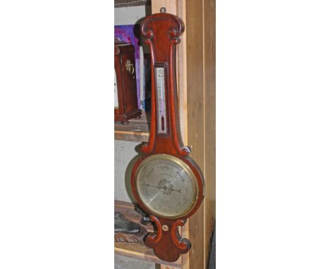A 19th century mahogany barometer, length 102cm.  