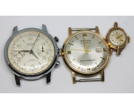 A group of three wristwatches comprising a vintage Nastrix chrome plated chronograph 17 jewel manual wind with Venus cal.188 