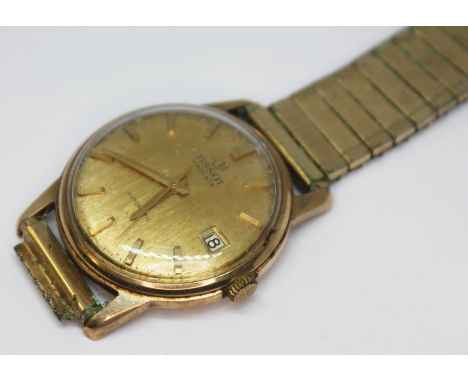 A vintage Tissot Visodate hallmarked 9ct gold automatic wristwatch, gross weight without strap 34.2g.Condition: currently wor