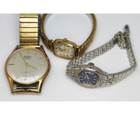 Two ladies Rotary wristwatches and a gent's gold plated Bentima.  