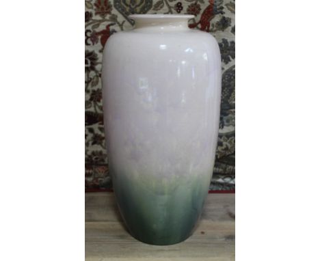 A large Pilkington's Royal Lancastrian vase decorated in green, violet and cream lustre, 1904-1914 factory mark to base, heig