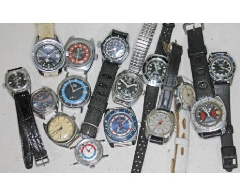 A quantity of ladies vintage 'diver' type wristwatches.  