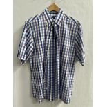 Paul & Shark plaid linen short sleeve shirt