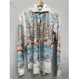Nino's London port town scene Italian made long sleeve shirt