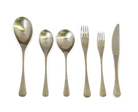 Robert Welch (1929-2000): An Old Hall Alveston Stainless Steel Thirty Eight Piece Canteen, comprising six table knives, six d
