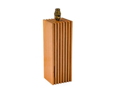 Attributed to John Makepeace (b.1939): A Plywood and Leather Table Lamp, unmarked, 30.5cm highDirty. Age related wear. Please