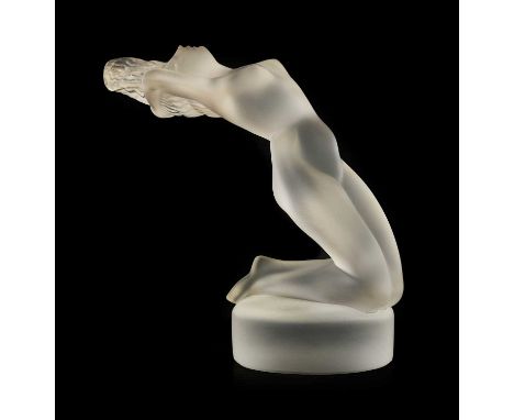 A Post War Lalique Glass Chrysis Figure, designed by Marc Lalique in 1960, the nude female with head back and arms outstretch