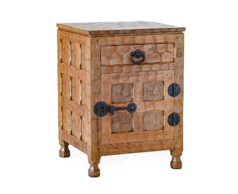 Knightman Family: An Old Mill Furniture (Balk): An English Oak Panelled Bedside Cupboard, with single drawer above a cupboard