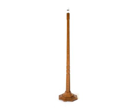 Eagleman: Albert J Jeffray (1937-2013) (Sessay): An English Oak Standard Lamp, octagonal column and base, with recessed carve