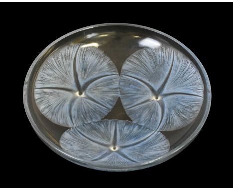 René Lalique (French, 1860-1945): A Blue Stained and Clear Glass Volubilis Bowl, moulded mark R LALIQUE, 21.5cm diameter