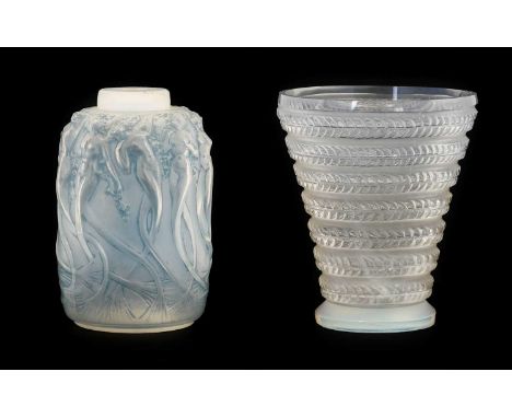 René Lalique (French, 1860-1945): An Opalescent and Stained Blue Glass Sirenes Perfume Vaporiser, designed 1920, No.660, the 