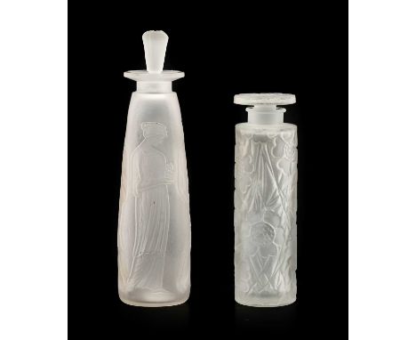 René Lalique (French, 1860-1945) for Coty: A Frosted and Clear Glass Coty 3 Ambre Antique Perfume Bottle, designed 1910, the 