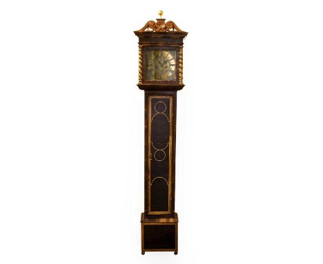 Peter Dalby (1936-2022) Lancashire: A Late 17th Century Style Eight Day Longcase Clock, carved pediment barley twist columns,