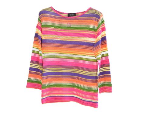 A Versace Collection V2 jumper, the fine knit vari-colour striped jumper with pink rhinestone maker's logoCondition report: O
